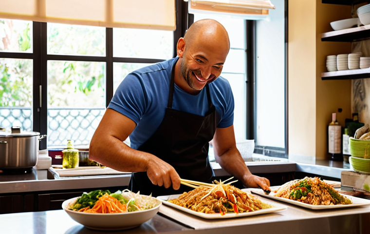 **

A bustling Italian kitchen scene. Marco, in his late 30s, smiles confidently while overseeing the preparation of various ethnic dishes (e.g., Pad Thai, Sushi) by a diverse team. Sunlight streams in from a window, highlighting the fresh ingredients and the modern, clean design of the kitchen. The scene evokes a sense of energy, passion, and high-quality food preparation for delivery. Focus on vibrant colors and realistic details.

**