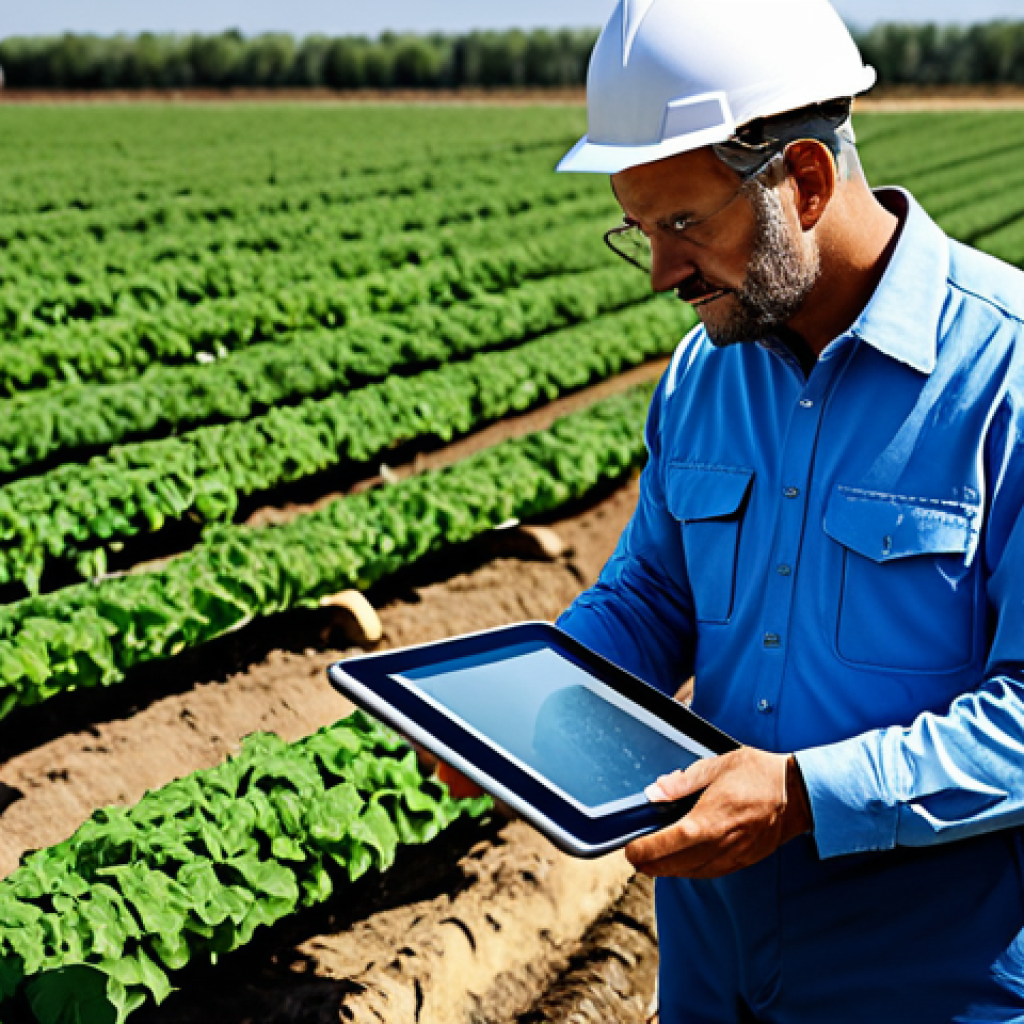 Smart Agriculture**

"A modern Italian farm with sensors monitoring the soil, professional agricultural engineer examining data on a tablet, fully clothed, appropriate attire, safe for work, showcasing optimized irrigation, perfect anatomy, natural proportions, daytime, bright lighting, professional photography, high quality."

**