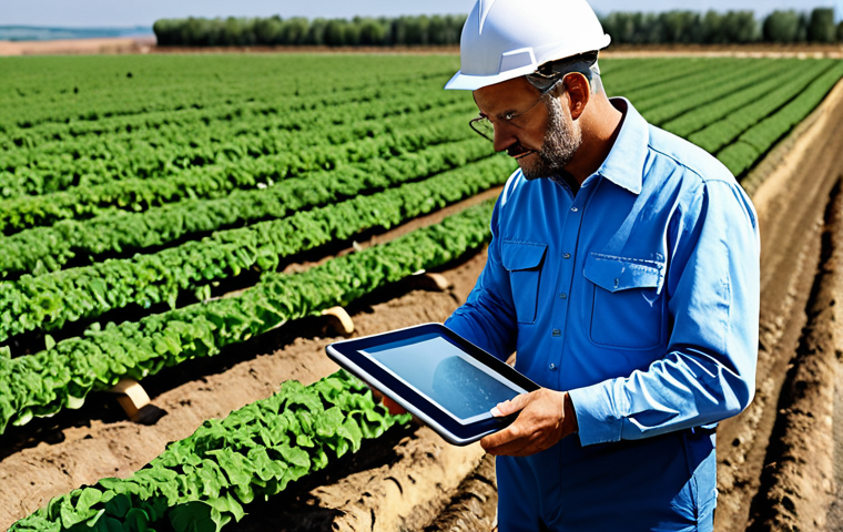 Smart Agriculture**
"A modern Italian farm with sensors monitoring the soil, professional agricultural engineer examining data on a tablet, fully clothed, appropriate attire, safe for work, showcasing optimized irrigation, perfect anatomy, natural proportions, daytime, bright lighting, professional photography, high quality."
**