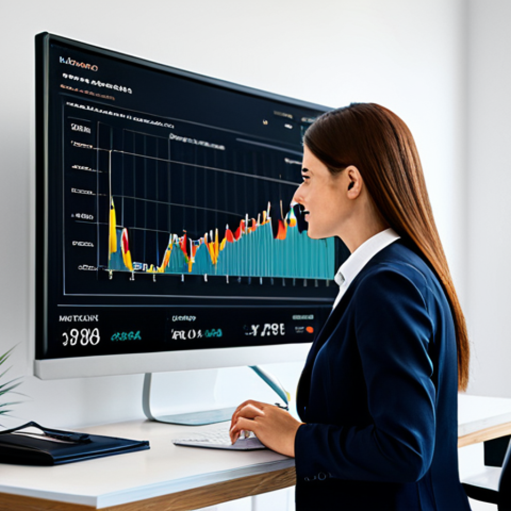 빅데이터 기술자의 실시간 데이터 처리 팁 - Business Analysis Dashboard**
"A data analyst in a modern office, wearing professional attire, stud...
