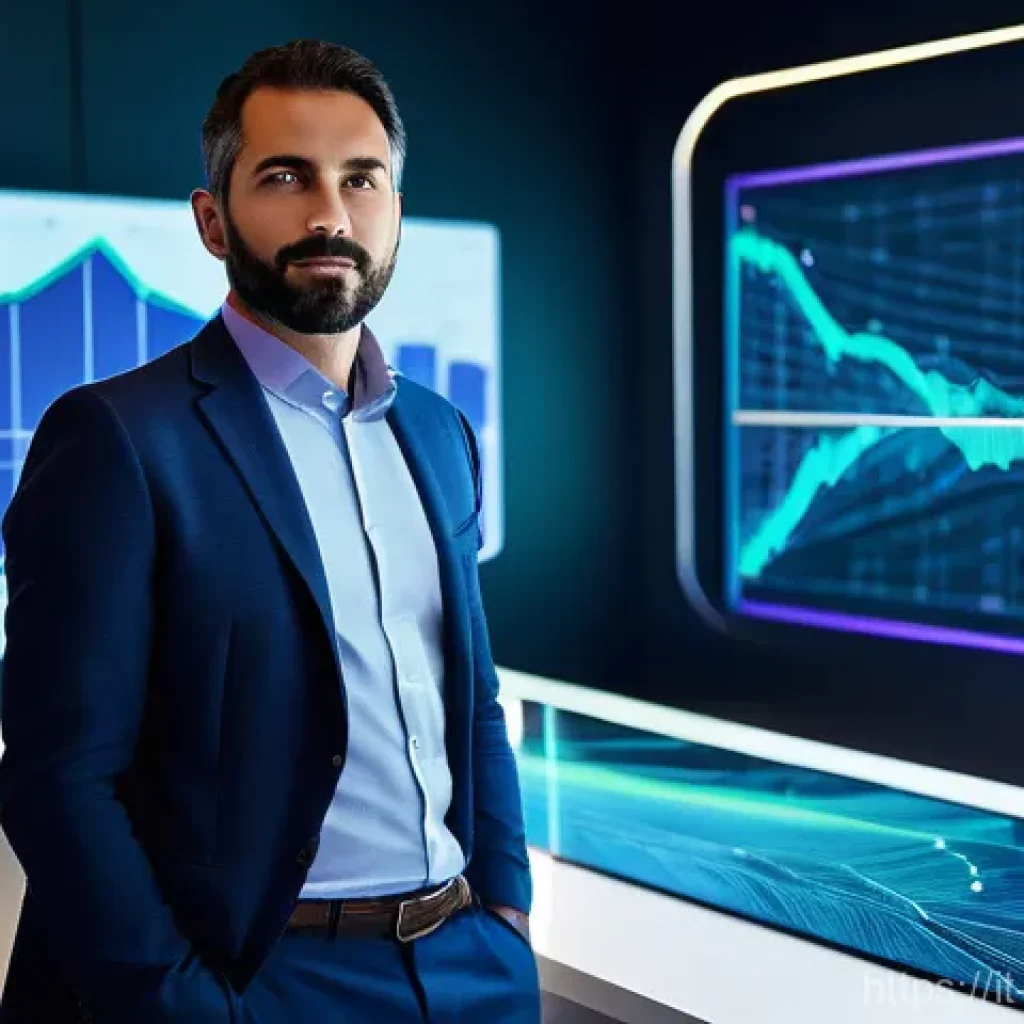 빅데이터 기술자와 데이터 시각화 소프트웨어 - **Prompt:** A highly intelligent Italian data scientist, mid-30s, with a focused and insightful expr...