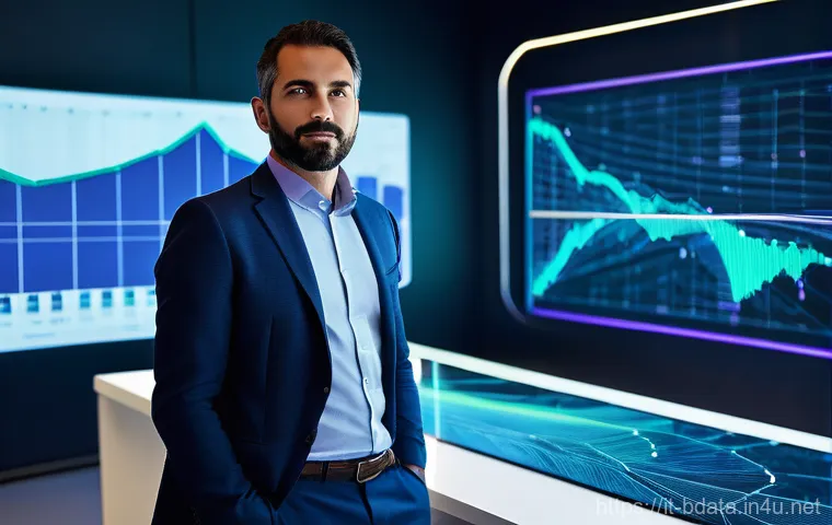 빅데이터 기술자와 데이터 시각화 소프트웨어 - **Prompt:** A highly intelligent Italian data scientist, mid-30s, with a focused and insightful expr...