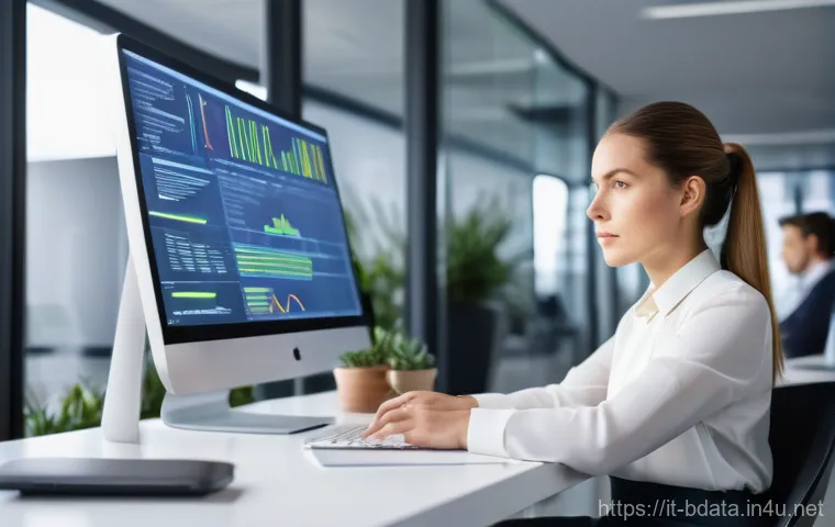 빅데이터 기술자의 데이터 분석 툴킷 - Image Prompt 1: Focused Data Engineer in a Modern Workspace**