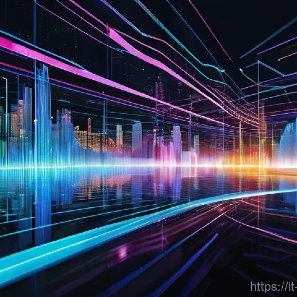 빅데이터 초보자를 위한 입문서 추천 - A vibrant, futuristic digital cityscape bustling with data. Streams of diverse information, visualiz...