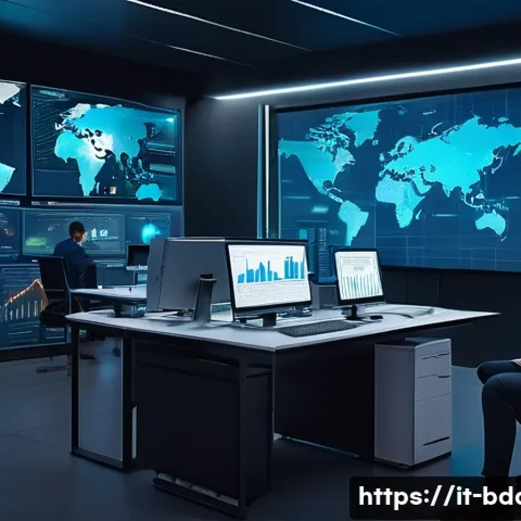 빅데이터 기술자들이 직면하는 도전 과제 - A modern office environment showcasing a diverse team of Italian data scientists and IT professional...