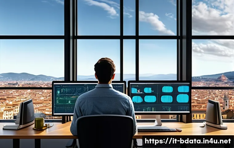 빅데이터 기술자의 글로벌 자격증 시험 후기 - A detailed digital illustration of a professional Big Data Engineer workspace in a modern Italian te...