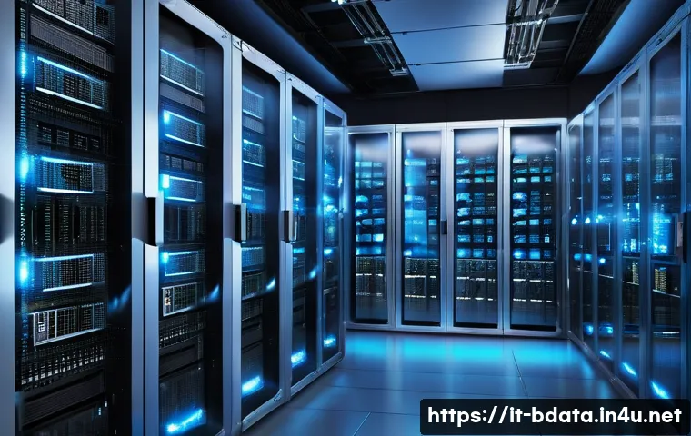 빅데이터 실무에서 로컬 및 클라우드 데이터 활용 - A modern corporate data center blending seamlessly with a cloud computing environment: sleek server ...