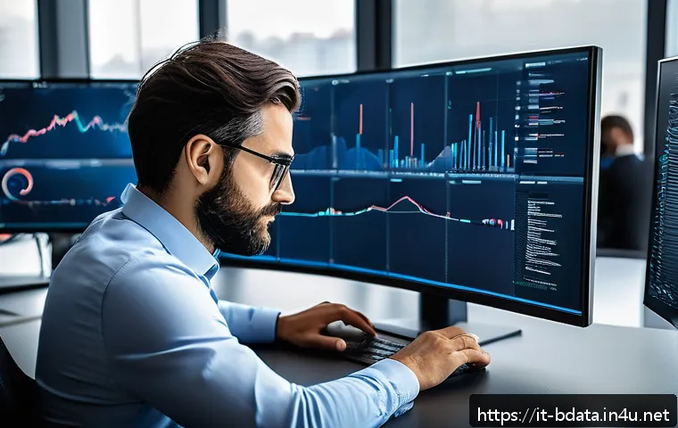 빅데이터 기술자 직무 환경 변화 - A modern Italian Big Data Engineer working in a sleek, high-tech office in Milan, surrounded by mult...