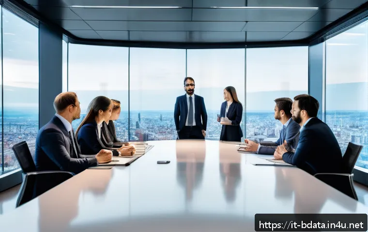 빅데이터 프로젝트 관리자의 역할 - A modern office meeting scene in Milan, Italy, showcasing a diverse team of professionals including ...