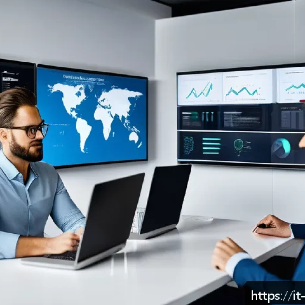 빅데이터 기술자의 클라우드 서비스 비교 - A modern Italian office environment with diverse IT professionals collaborating around multiple larg...