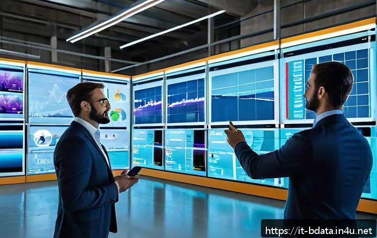 빅데이터 기술자와 IT 컨설팅 - A modern Italian medium-sized warehouse interior showcasing advanced predictive analytics in action:...