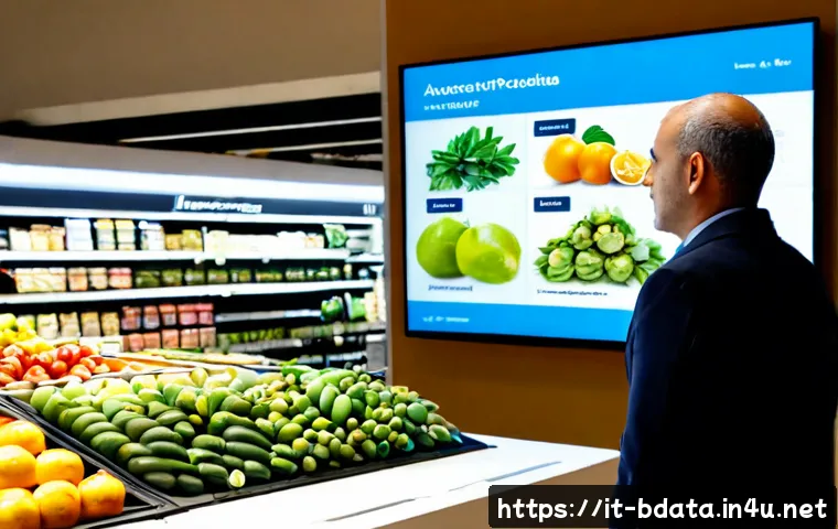 빅데이터와 데이터 혁신 사례 - Photorealistic Italian retail analytics scene in a modern Milan grocery store, an Italian data analy...