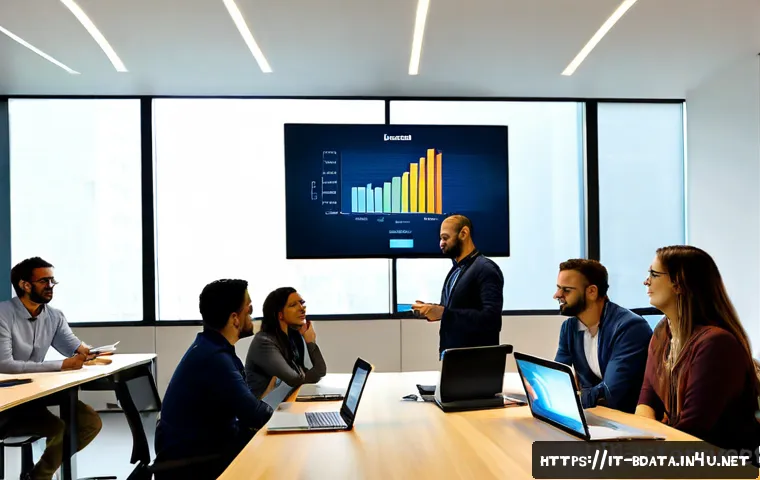 Home 17 빅데이터 기술자의 글로벌 프로젝트 사례 - Photorealistic global big data project meeting in a modern Milan technology office, Italian data eng...